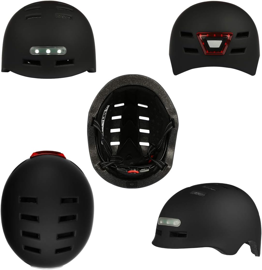 Erwachsene Fahrradhelm mit LED Licht CE-Zertifikate Radhelm Skaterhelm Herren und Damen E-Scooter Roller BMX Helm für Männer & Frauen Trekking City Rennradhelme Jugendhelme Skaterhelm,L