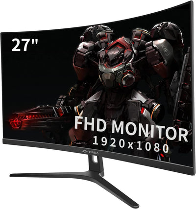 CRUA Curved Gaming-Monitor 27 Zoll 180Hz, FHD 1080P 1800R PC-Monitor, 1 ms GTG mit FreeSync, geringe Bewegungsunschärfe, Augenschutz, VESA, DisplayPort, HDMI, schwarz