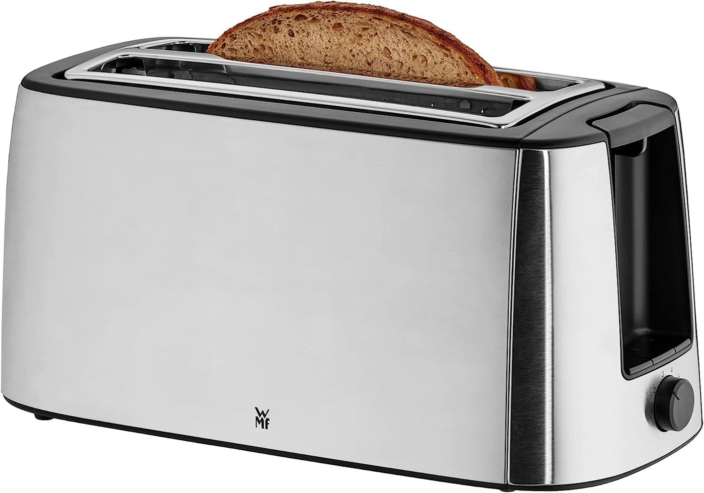 WMF Bueno Pro Toaster Langschlitz 4 Scheiben mit Brötchenaufsatz, XXL Toast, Aufknusper-Funktion, 6 Bräunungsstufen, 1550W, Toaster edelstahl matt