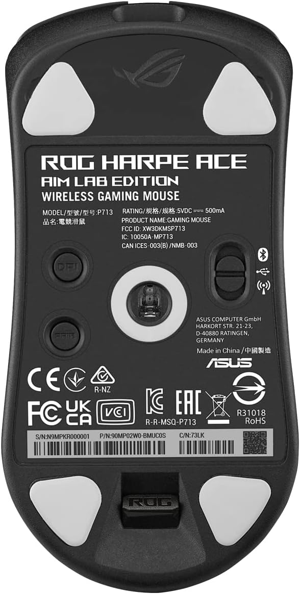 ASUS ROG Harpe Ace Aim Lab Edition RGB Gaming Maus (wireless, 2,4 GHz RF, Bluetooth, USB, optischer ROG AimPoint-Sensor 36.000 dpi, ROG Micro Switches, fünf programmierbare Tasten, Synergieprofil)