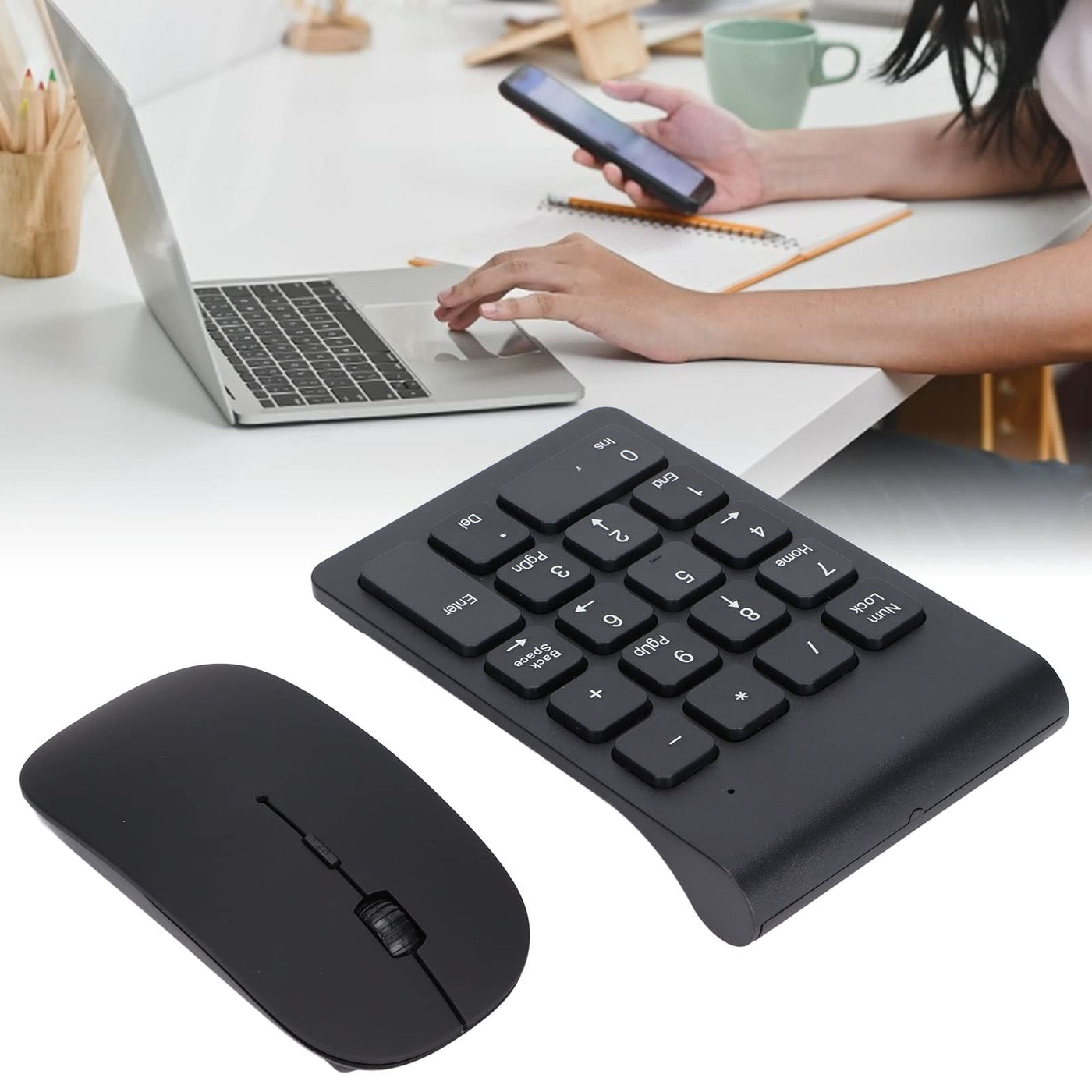 Pavé numérique et souris sans fil rechargeables, pavé numérique et souris combinés sans fil, pavé numérique USB ultra fin portable 2,4 GHz et souris combinés pour ordinateurs portables Windows