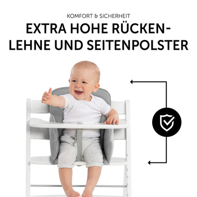 hauck Sitverkleinerer Kissen Alpha Cosy für Alpha+, Beta+ & Arketa Holzhochstuhl, für Babys 6-36 Monate, Hochstuhl Sitzkissen mit hoher Rückenlehne und Stabilisierten Seiten (Stretch Grey)