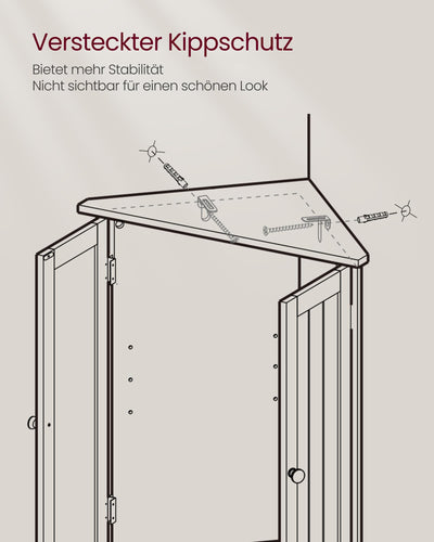 VASAGLE Eckschrank, Badezimmerschrank, mit Türen, verstellbare Ablage, für Badezimmer, Küche, Wohnzimmer, modern, Landhausstil, wolkenweiß BBC844P31