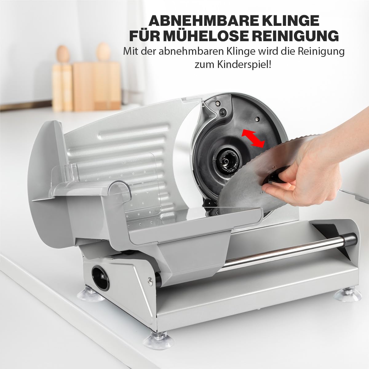 Clatronic® Allesschneider mit Ø 190 mm Edelstahlmesser | elektrische Brotschneidemaschine mit stufenlos einstellbarer Schnittstärke (0–15 mm) | Schneidemaschine mit Metallgehäuse | 150W | MA 3585