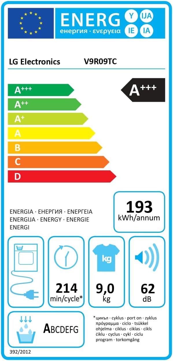 LG V9R09TC Wärmepumpen-Trockner 9 kg Kapazität, Sensor Dry, Allergy Care, Smart Diagnosis, Weiß
