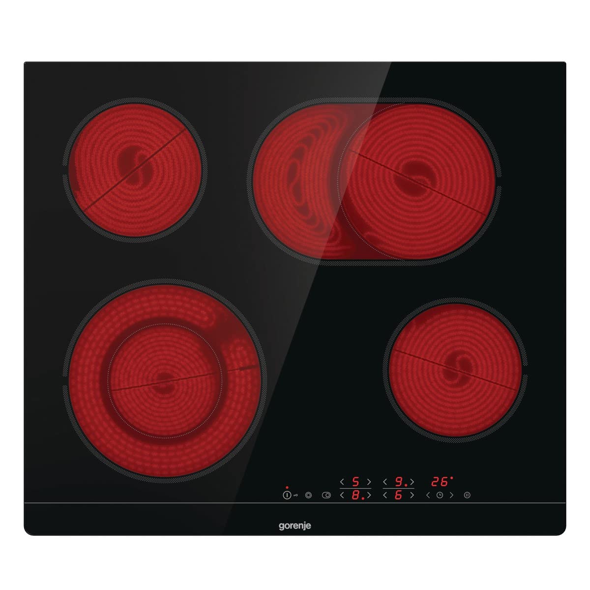 Gorenje ECT 643 BSC Kochfeld Elektro / 60 cm / Zweikreiszone / Bräterzone / TouchControl / Timer / Rahmenlos, Ohne Bridgezone