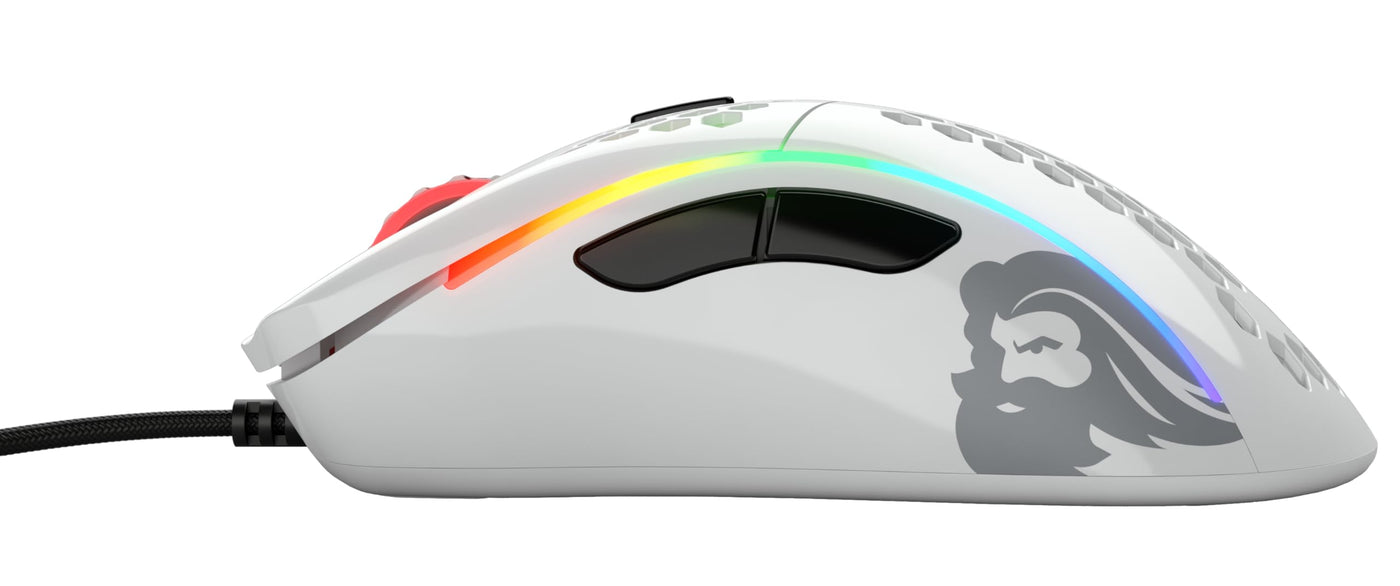 Glorious Gaming Model D Wired Gaming Mouse – superleichtes Wabendesign mit 68 g, RGB-Beleuchtung, ergonomisch, Pixart 3360 Sensor, Omron-Schaltern, PTFE-Füße, 6 Tasten – Glänzend Weiß