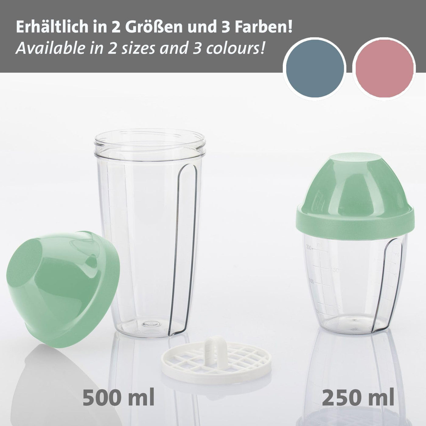 Westmark Schüttelbecher – Dressingshaker mit herausnehmbarer Mixscheibe, Fassungsvermögen: 0,25 l, Höhe: 12,8 cm, Kunststoff, BPA-freier Mixbecher (Klar/Grün)