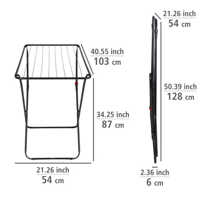 WENKO Wäschetrockner Solo Champion, Wäscheständer mit 11 m Trockenlänge, platzsparend für kleine Wohnräume, 103 x 87 x 54 cm, Schwarz