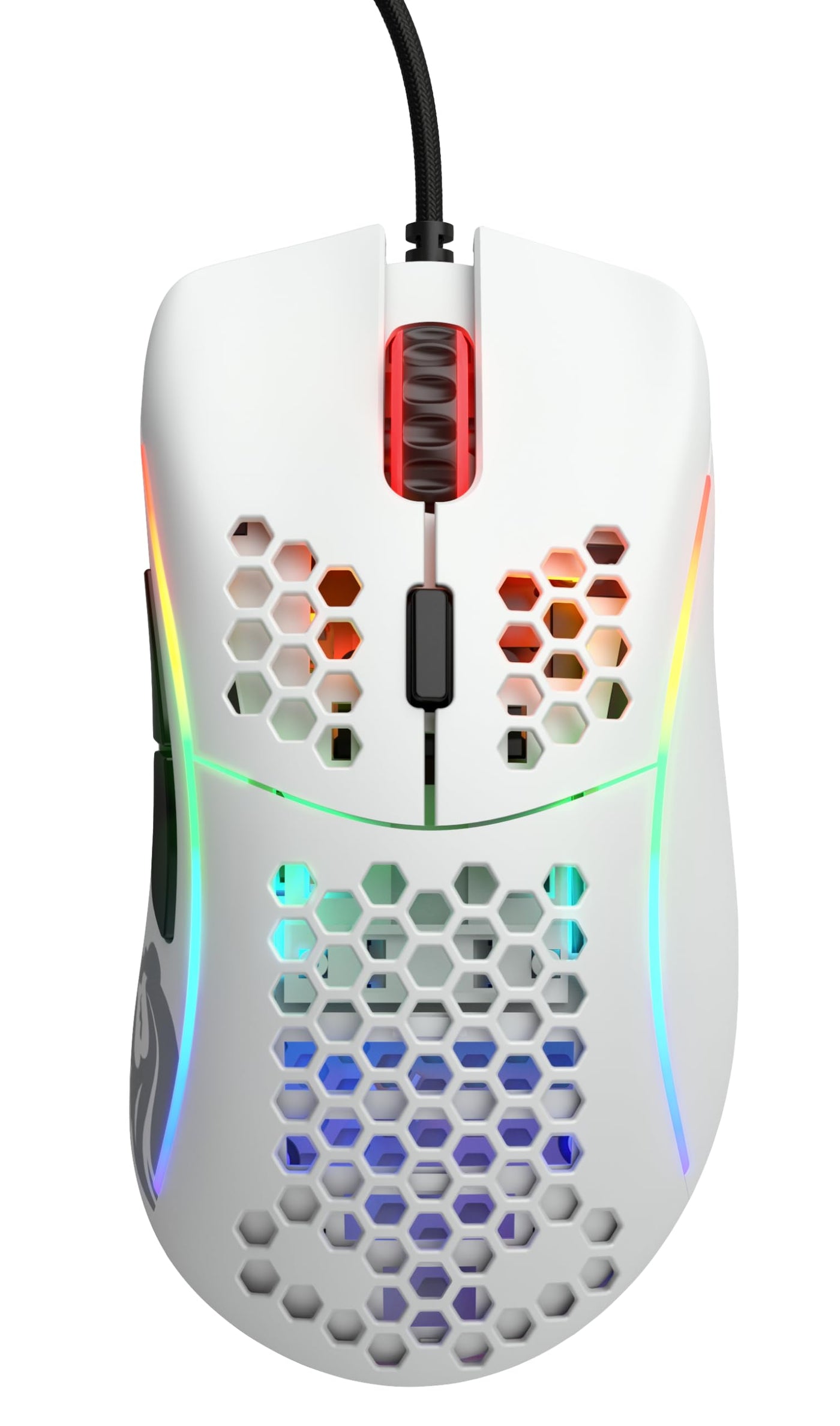 Glorious Gaming Model D Wired Gaming Mouse – superleichtes Wabendesign mit 68 g, RGB-Beleuchtung, ergonomisch, Pixart 3360 Sensor, Omron-Schaltern, PTFE-Füße, 6 Tasten – Mattweiß