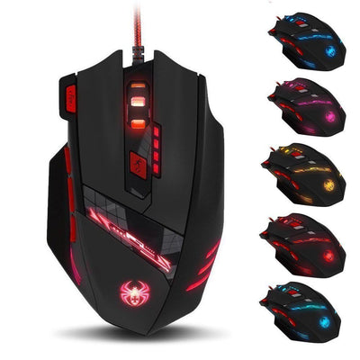 zelotes Gaming Maus,9200 DPI, 8 Programmierbare Tasten Ergonomische Maus mit Kabel,Computer Maus,USB led Maus,PC Gamer Maus,Gaming Mouse für PC Mac (Schwarz)