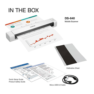 Brother DS-640 Kompakter mobiler Dokumentenscanner (Modell: DS640), 3,8 x 5,1 x 30,2 cm