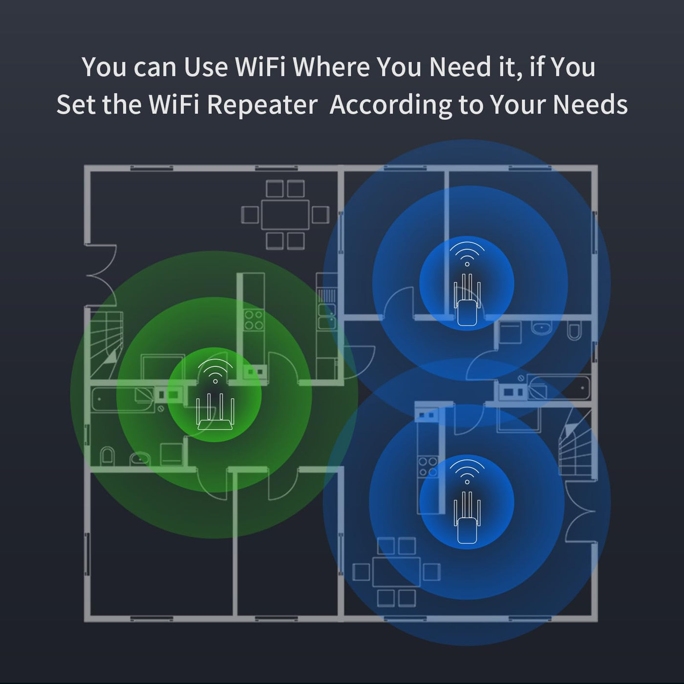 WLAN Verstärker 1200Mbit/s WLAN Repeater,Dualband 5GHz & 2.4GHz WiFi Repeater mit WPS | 1200 Mbit/s | Mit LAN/WAN Port| Einfache Einrichtung | Kompatibel Allen WLAN Geräten