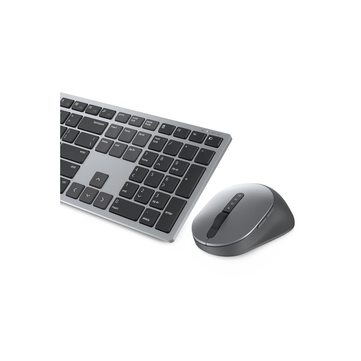 Dell KM7321W Kabellose Tastatur und Maus für UK-Multigeräte (QWERTY), 2,4 GHz, Bluetooth 5.0, 128 Bit AES-Verschlüsselung, 4000 DPI, kompatibel mit Windows, Mac, Linux, Chrome und Android, Grau