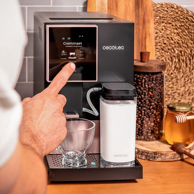 Cecotec Kompakte Superautomatische Kaffeemaschine mit Wifi Cremmaet Compactccino Connected Black Rose. 1350W, 19 Bar, TFT-Bildschirm und APP, Mahlwerk, Milchtank 400 ml und 1 Liter Wasser