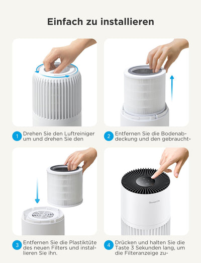 GoveeLife Mini-Luftreiniger für das Schlafzimmer, HEPA Smart Filter Luftreiniger mit Alexa App Steuerung gegen Tierhaare, Gerüche, Pollen, Rauch, tragbarer Luftreiniger mit 3 Geschwindigkeiten, Timer