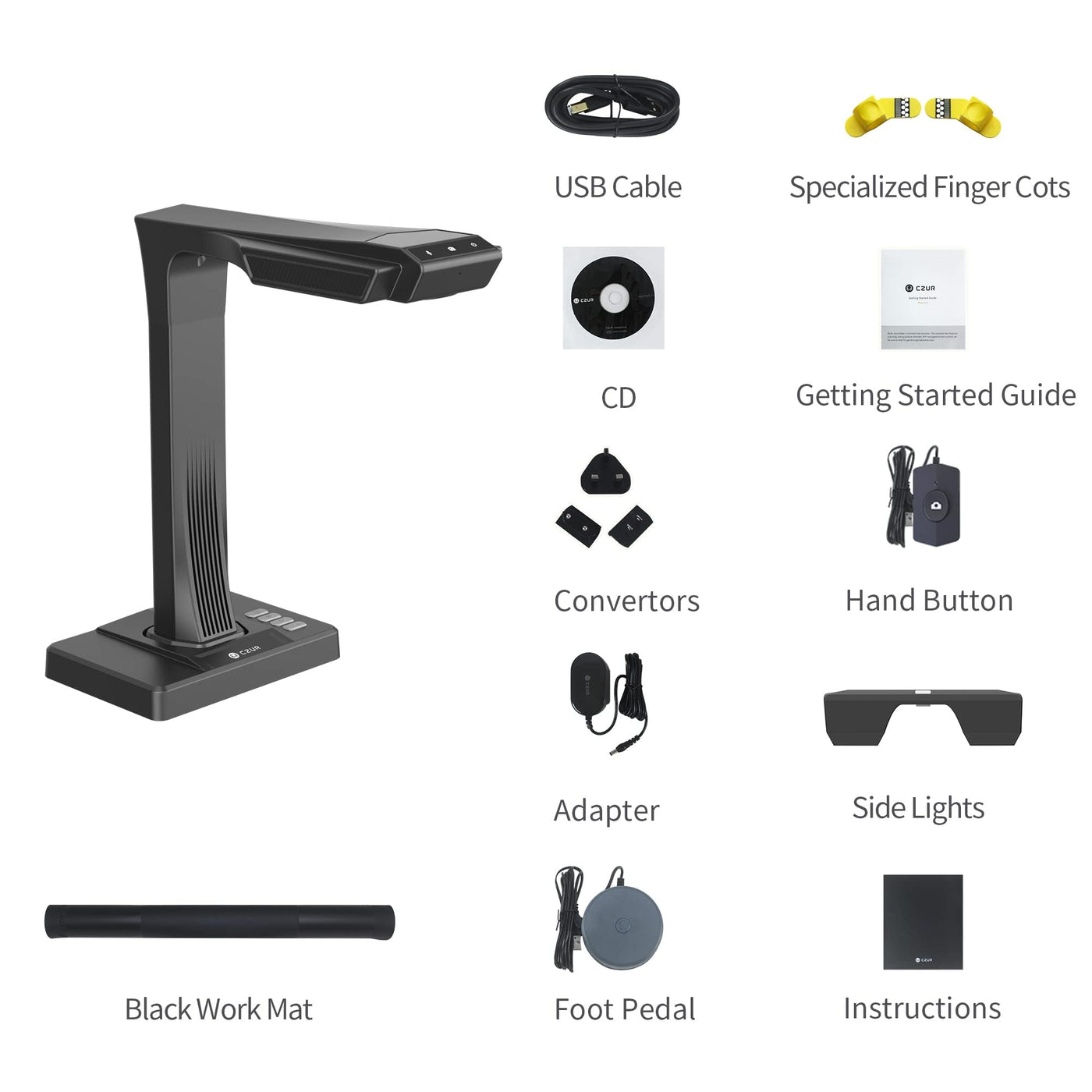 CZUR 16MP Professional Buchscanner bis zu A3, Dokumentenscanner Kompatibel mit macOS und Windows, OCR 180+ Sprachen, Scanner mit Laserlinie (ET16 Plus)