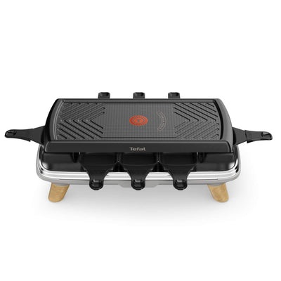 Tefal Raclette Gourmet RE610D | Raclette und Tischgrill | 8 Personen | Extra tiefe Pfännchen | Antihaftbeschichtet | Spülmaschinengeeignet | Ein-/Ausschalter | Kabel abnehmbar | 1350W