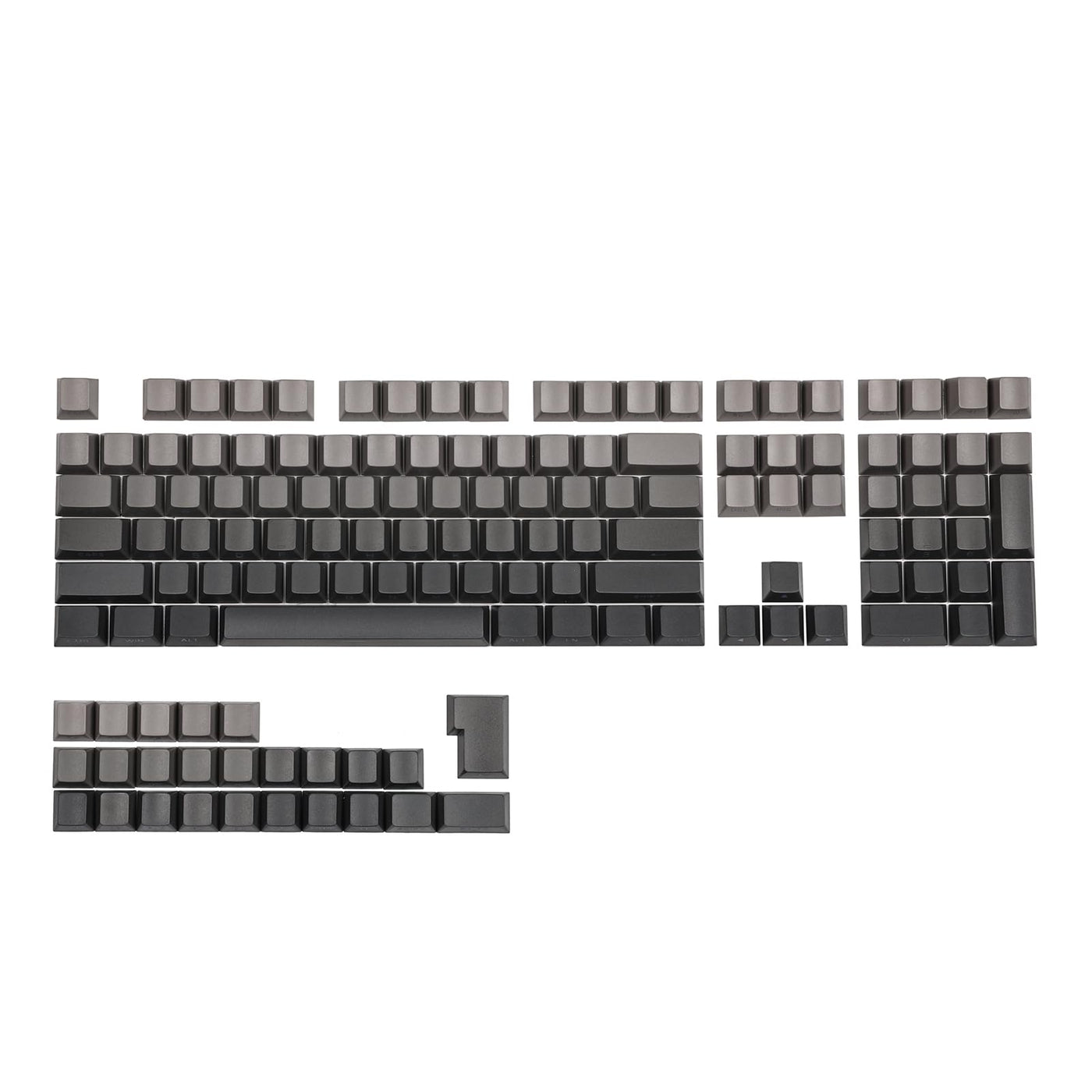 EPOMAKER Ombre Tastenkappen mit 133 Tasten. Seitlich Bedruckte, durchscheinende Tastenkappen im Kirschprofil, Double-Shot PBT. für Mechanische Tastatur, QWERTY ISO (Smoky Grey, Cherry Profile)