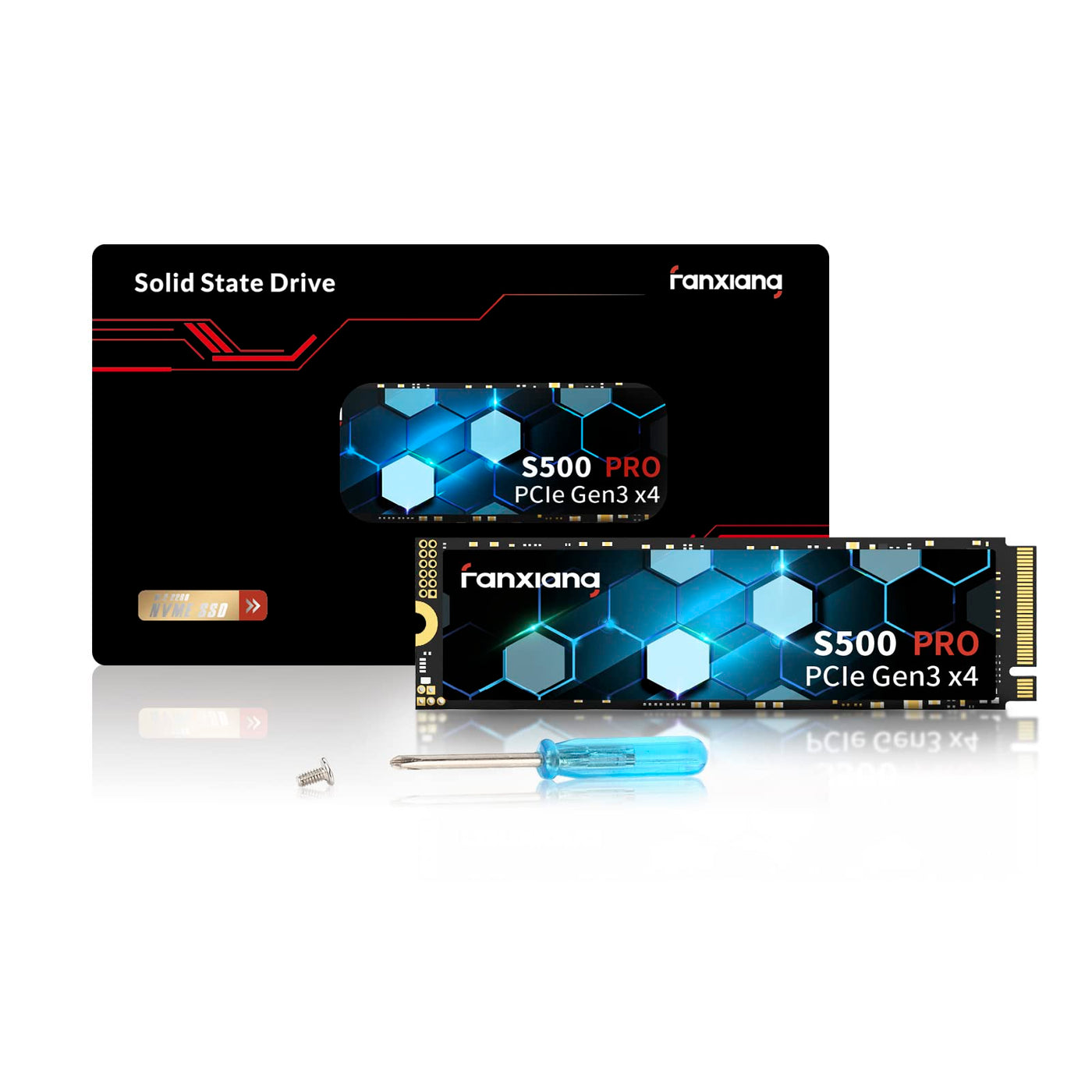 fanxiang M.2 SSD 256GB Interne NVMe SSD Festplatte PCIe 3.0, 3000MB/s Lesen, 1500MB/s Schreiben, SSD M.2 2280 mit SLC Cache, Kompatibel mit Laptop, Notebook und Desktop (S500Pro)