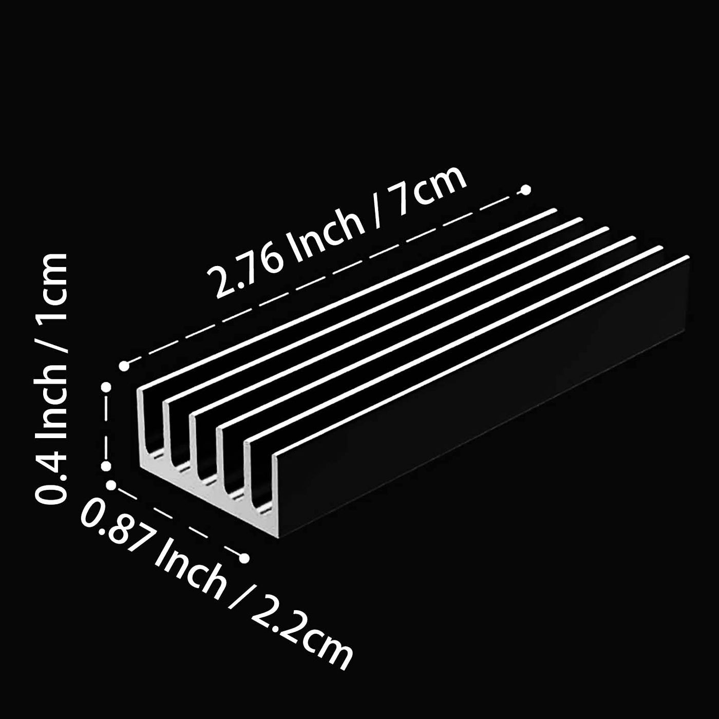 GLOTRENDS M.2 Kühlkörper für 2280 M.2 SSD, geeignet für Desktop PC Installation, 22x70x10mm Aluminium Größe, inklusive Thermal Pad