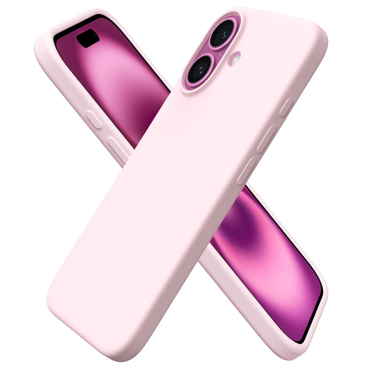 ORNARTO für iPhone 16 Hülle Silikon 6,1 Zoll, dünne Handyhülle iPhone 16 aus flüssigem Silikon, Kratzfeste und stoßfeste Schutzhülle iPhone 16 Case(2024) - Rosa