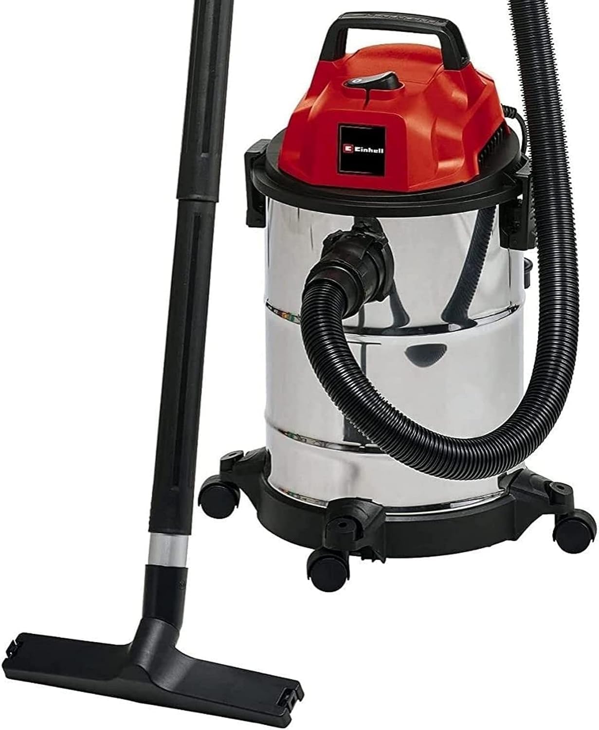 Einhell Nass-Trockensauger TC-VC 1820 S (1250 Watt, Edelstahlbehälter 20l, Blasanschluss, 4 Rollen, Schlauchsystem Ø36mm inkl. Saugschlauch + Verlängerung, Kombidüse + Filter), Schwarz