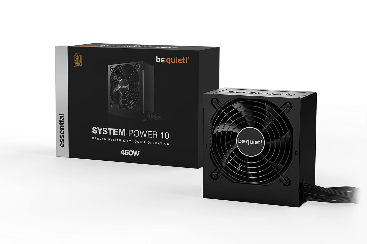 be quiet! System Power 10 450W, 80 Plus Bronze, leiser, temperaturgesteuerter 120mm-Qualitätslüfter, Unterstützung von leistungsstarken GPUs, Schwarze Flachbandkabel, BN326