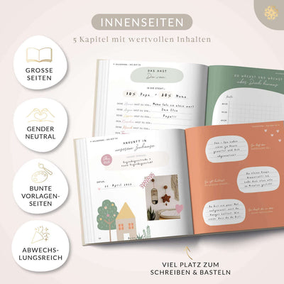 Lebenskompass Babyalbum Mein erstes Jahr "PURE" mit über 75 Stickern & Spruchkarte EXTRA - Ein Baby Buch zum Eintragen - Das Babytagebuch & Erinnerungsbuch für Mädchen & Jungen