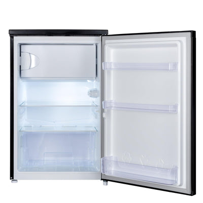 CHIQ CTT107BC Kühlschrank Klein 107 Liter, Höhe 84cm, Tiefe 55cm, Platzbedarf nur 0,3 ㎡, Mikro-Gefrierfach, Vario Box, 7 Temperaturregelstufen, geräuscharm, 87 kWh/Jahr, Schwarz