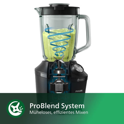 Philips Standmixer und Smoothie Maker – 600W, 2-Liter-Becher, HomeID-App, 2 Geschwindigkeitsstufen + Impulsfunktion, ProBlend, Ice-Crush-Funktion (HR2291/41)