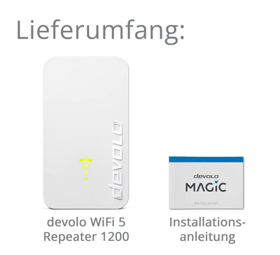 devolo WiFi 5 Repeater 1200, WLAN Repeater, bis zu 1.200 Mbit/s, WLAN Verstärker, Access Point, WiFi Extender, 1x LAN Anschluss, weiß