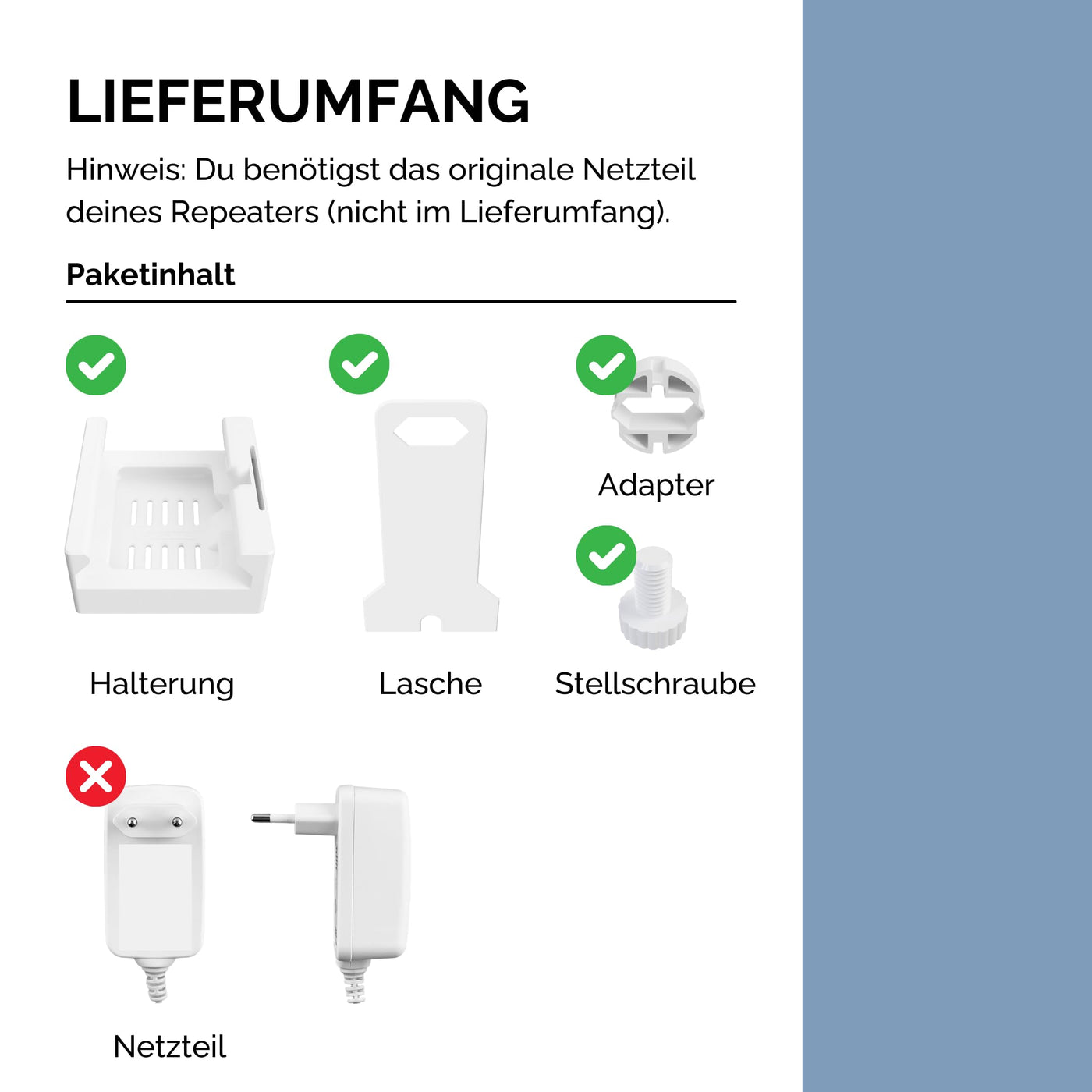 Cleverstation Repeater Wandhalterung Steckdose - für Fritz Repeater 6000 & Repeater 3000 & 3000AX, Steckdosenhalterung, AVM Repeater Zubehör, Internet Verstärker Halterung, Verstärker Steckdose Halter