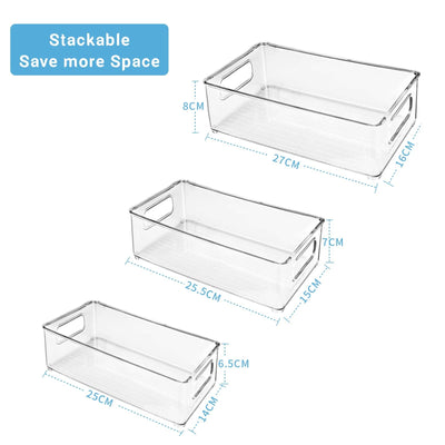 Diwoker Kühlschrank Organizer Stapelbar, Aufbewahrungsbox Küche Organizer, Speisekammer Vorratsbehälter Durchsichtig Behälter für Kühlschrank, Küchen, Schränke (9 Stück)