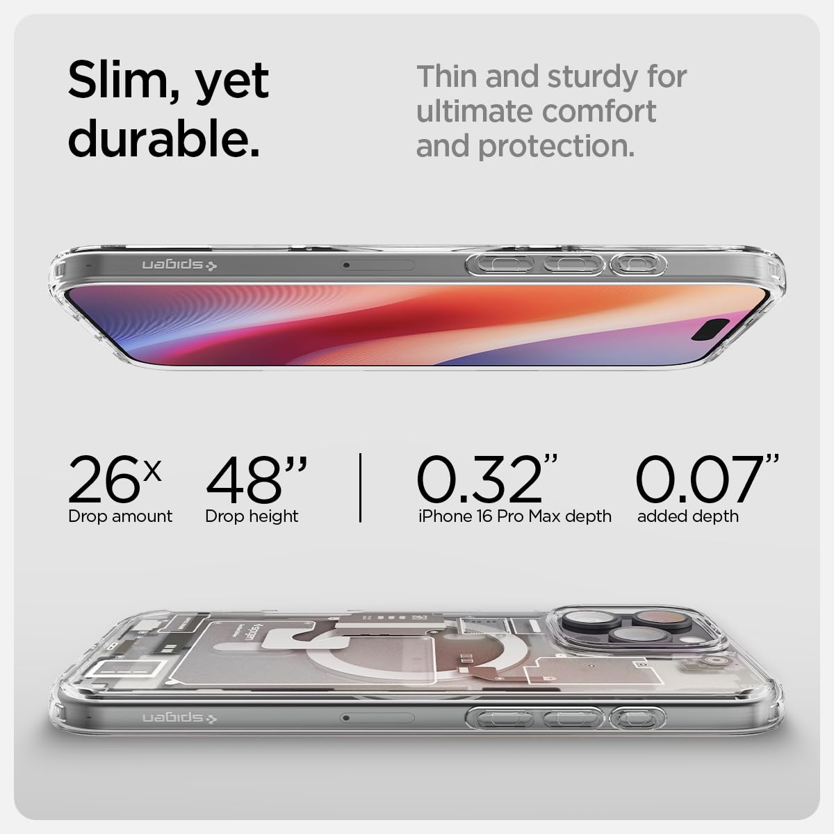 Spigen für iPhone 16 Pro Max Hülle [Anti-Yellowing] Ultra Hybrid MagFit Case Handyhülle Transparent Dünn Slim Kompatibel mit MagSafe -Zero One Natural Titanium