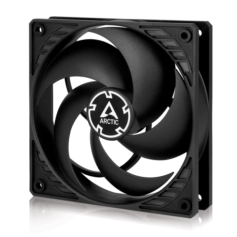 ARCTIC P12 PWM - PC Lüfter, 120 mm PWM Gehäuselüfter optimiert für statischen Druck, Case Fan, PWM-Signal reguliert Lüfterdrehzahl, 200-1800 RPM (0 RPM <5%) - Schwarz