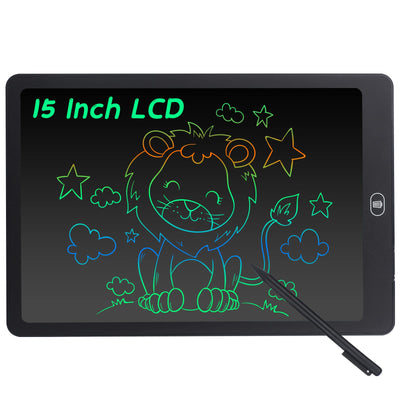 Coolzon LCD Schreibtafel, 15 Zoll Bunte Bildschirm Schreibtablett für Kinder Erwachsene, Löschbare LCD-Zeichenbrett Elektronische Schreibtafel Tragbar LCD Drawing Writing Tablet, Schwarz