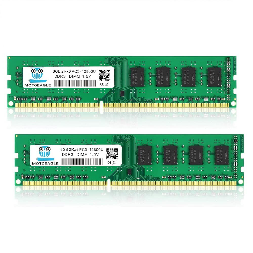 16GB (2X8GB) PC3-12800U DDR3-1600 UDIMM 2Rx8 DIMM DDR3 8GB 1600MHz SDRAM 240-Pin 1.5V CL11 Non-ECC Desktop PC Arbeitsspeicher Kit