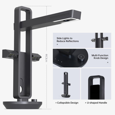 CZUR Aura Pro Tragbarer Buchscanner 14 MP Dokumentscanner A3 Dokumentenkamera Schneller Scanner Intelligente Tischlampe Tischleuchte Visualiser OCR Kompatibel mit macOS Windows (Aura Pro)