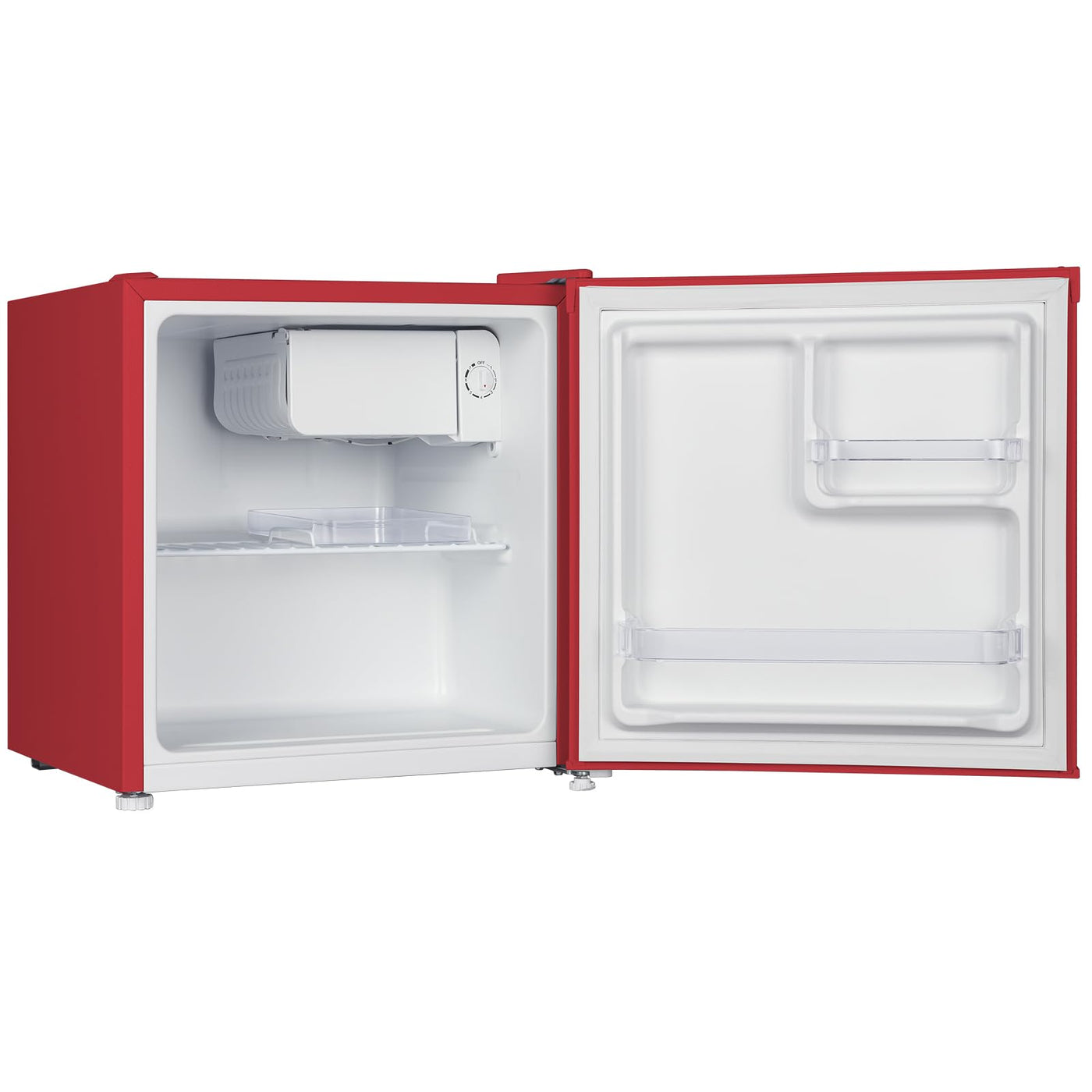 CHIQ Mini Bar Kühlschrank 46 L, Mini Kühlschrank Table Top, 49,6 x 47,4 x 44,7 cm (HxBxT), E Energieverbrauch 80 kWh/Jahr,Sehr Leise 39dB, Rot