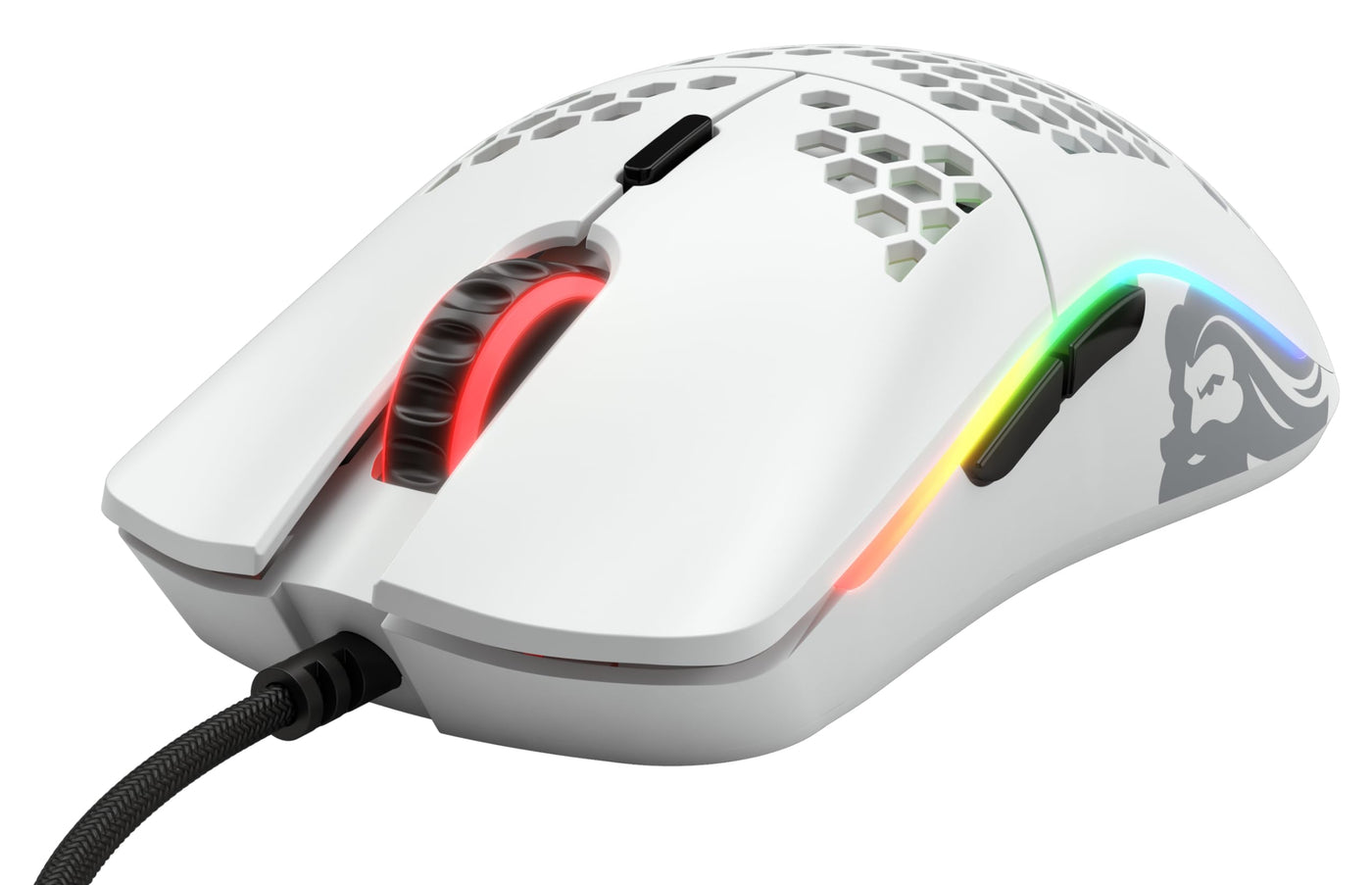 Glorious Gaming Model O- (Minus) Compact Wired Gaming Mouse – Im superleichten Wabendesign mit 58 g, RGB-Beleuchtung, Pixart 3360 Sensor, Omron-Schalter, beidhändig – Mattweiß