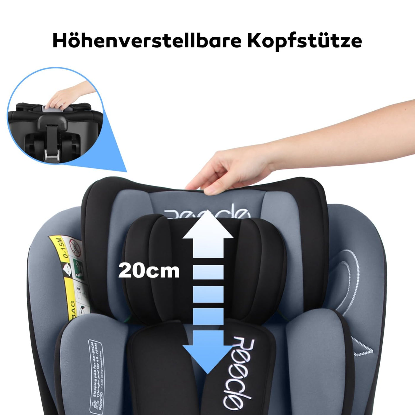 Reecle 360 Drehbar i-Size Kindersitz mit ISOFIX 40-150 cm (0-36 kg) Reboarder, ab Geburt -12 Jahre, ECE R129