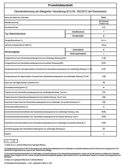 Beko B3T22491M Wäschetrockner Serie b300, 8 kg, Frontlader, Wärmepumpentrockner, 15 Programme, Sensortrocknung, Dampffunktion, Silent-Programm, Allergikergeeignet, Säulenfähig, Manhattan Gray