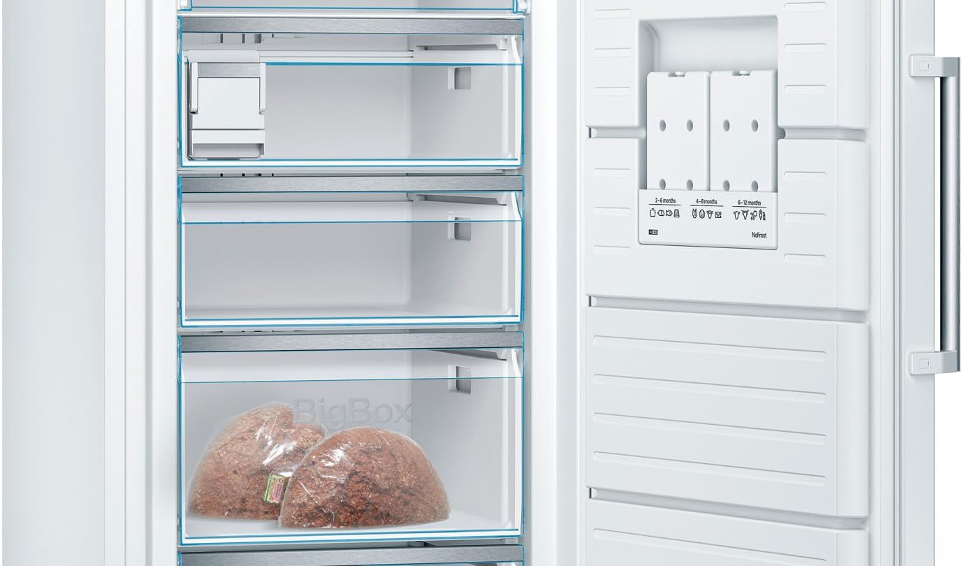 Bosch GSN58AWCV Serie 6 XXL-Gefrierschrank, 191 x 70 cm extra breit, 365 L, NoFrost nie wieder abtauen, LED-Beleuchtung gleichmäßige Ausleuchtung, BigBox Platz für großes Gefriergut