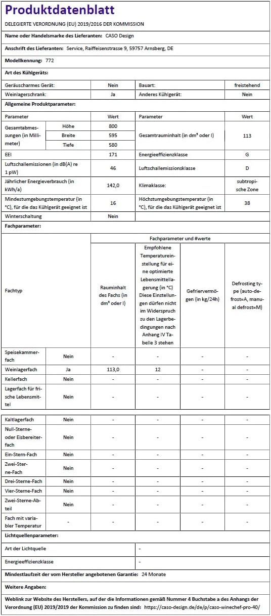 CASO WineChef Pro 40 | Weinkühlschrank für 40 Flaschen | freistehend, umbauffähig, abschließbar, WiFi-App, 2 Zonen, 5-20°C, UV-Filterglas, Edelstahl