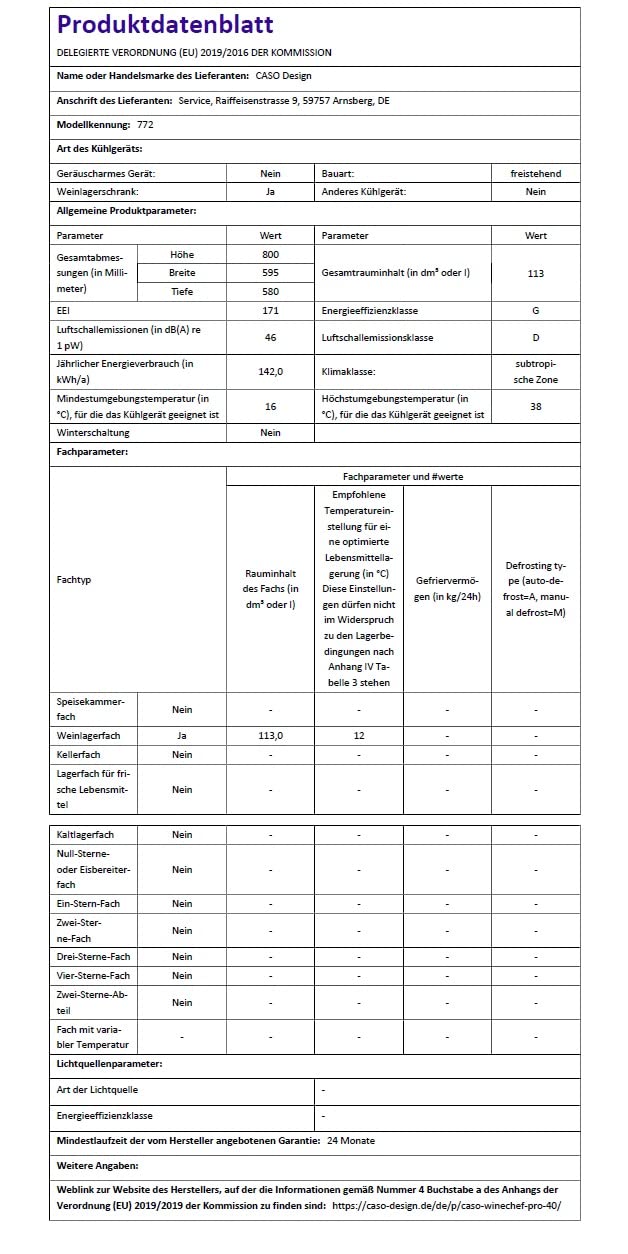 CASO WineChef Pro 40 | Weinkühlschrank für 40 Flaschen | freistehend, umbauffähig, abschließbar, WiFi-App, 2 Zonen, 5-20°C, UV-Filterglas, Edelstahl