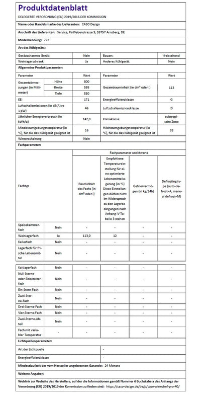 CASO WineChef Pro 40 | Weinkühlschrank für 40 Flaschen | freistehend, umbauffähig, abschließbar, WiFi-App, 2 Zonen, 5-20°C, UV-Filterglas, Edelstahl