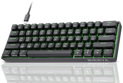 Dierya DK61se Gaming Tastatur,60% Prozent Mechanische Tastatur mit Brown Tactile Switch,Ultra-Compact Mini 61 Tasten Anti-Ghosting,Typ-C-Datenkabel,US Layout für PC Windows Gamer Typist,Schwarz