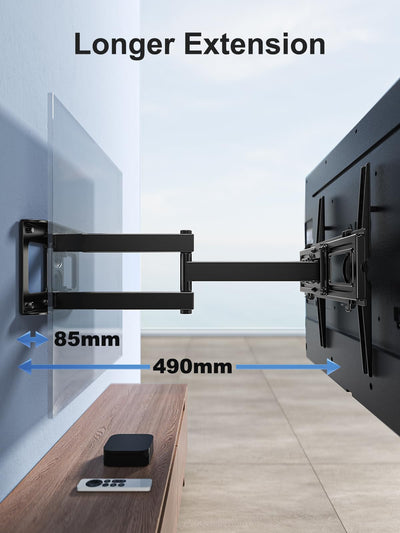 PERLESMITH TV Wandhalterung, Schwenkbare Neigbare TV Halterung für 26-60 Zoll Flach & Curved Fernseher oder Monitor bis zu 40kg, max.VESA 400x400mm