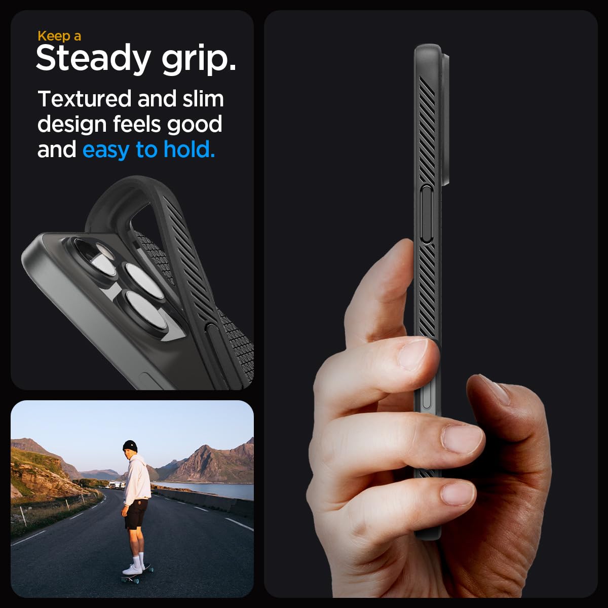 Spigen für iPhone 16 Pro Hülle [rutschfest] Liquid Air Case Handyhülle Schutzhülle Cover Dünn Slim -Matte Black